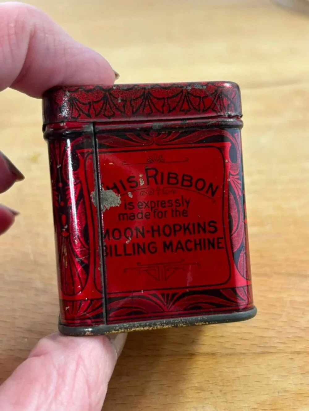 Antique Moon-Hopkins Billing Machine Ribbon Tin | c.1910s St. Louis Office Adver - Picture 4 of 8